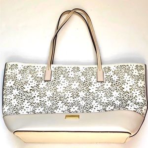 White Kate Spade Bradford Court Floral Harmony Bag - Laser Cut